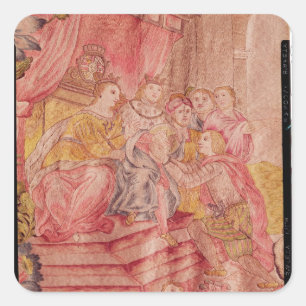 Christoph Kolumbus vor Ferdinand II Quadratischer Aufkleber