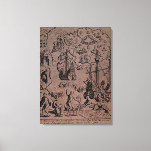 Christopher Colombus, der die Inseln entdeckt Leinwanddruck