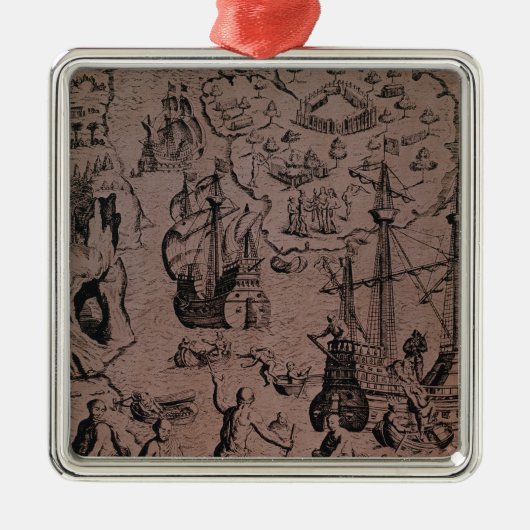 Christopher Colombus, der die Inseln entdeckt Ornament Aus Metall (Vorne)