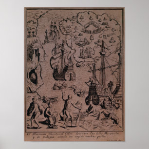 Christopher Colombus entdeckt Inseln Poster