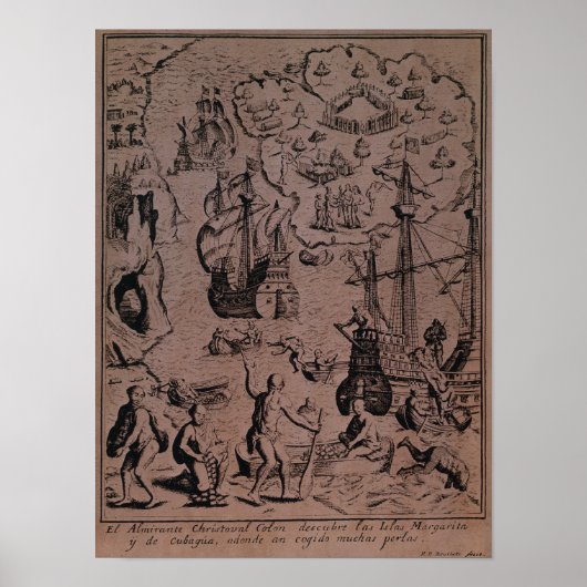 Christopher Colombus entdeckt Inseln Poster (Vorne)