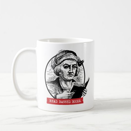 Christopher Columbus liest verbotene Bücher Kaffeetasse (Links)