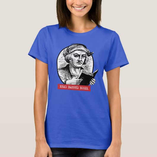 Christopher Columbus liest verbotene Bücher T-Shirt (Vorderseite)