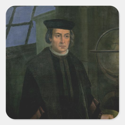 Christopher Columbus Quadratischer Aufkleber (Vorderseite)
