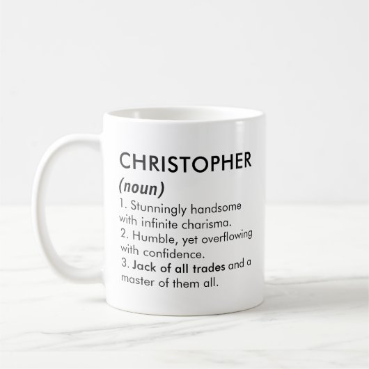 Christopher Name, Bearbeitbarer Name, Benutzerdefi Kaffeetasse (Links)
