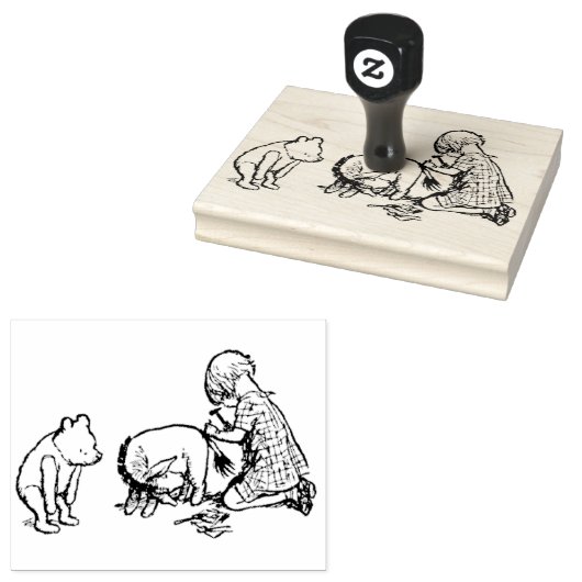 Christopher Robin befestigt Eeyore's Schwanz Gummistempel (Stempel)