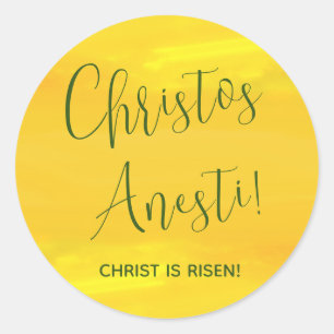Christos Anesti! Christus ist Risen! Yellow Classi Runder Aufkleber