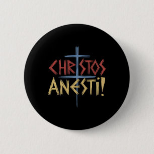 Christos Anesti Orthodoxe christliche Kreuz Button