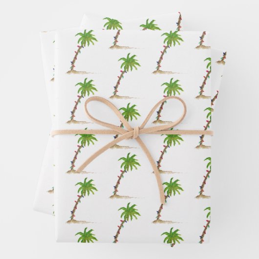 Christpalme Trem Tropischer Strand Wasserfarbe Geschenkpapier Set (Beispiel)