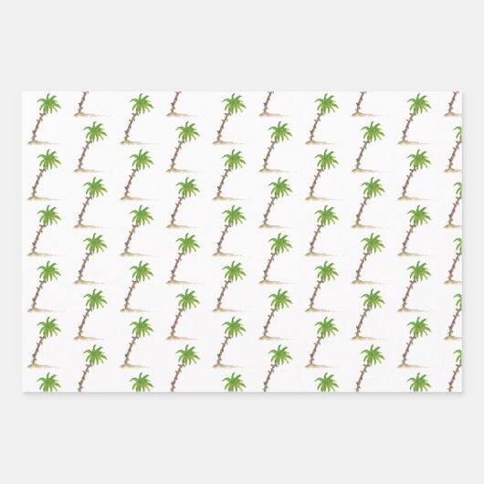 Christpalme Trem Tropischer Strand Wasserfarbe Geschenkpapier Set (Vorderseite)