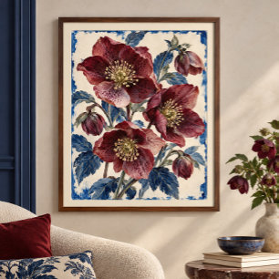Christrosen-Porzellan-Studie-Kunstdruck Poster