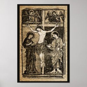 Christ's Crucifixion in Sepia Poster