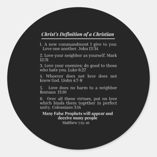 Christ's Definition Of A Christian Bible Verse Eva Runder Aufkleber (Vorderseite)