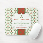 Christstachel-Muster Grüne Stechpalme Rote Beeren Mousepad (Mit Mouse)
