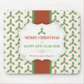 Christstachel-Muster Grüne Stechpalme Rote Beeren Mousepad (Vorne)