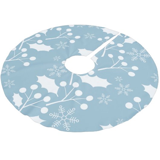 Christsternenblätter und -beeren polyester weihnachtsbaumdecke (Schrägansicht)
