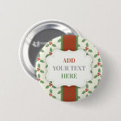 Christsternenmuster Grüne Stechpalme Rote Beeren Button (Vorne & Hinten)
