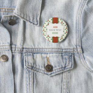 Christsternenmuster Grüne Stechpalme Rote Beeren Button