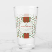Christsternenmuster Grüne Stechpalme Rote Beeren Glas (Rückseite)