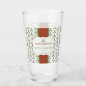Christsternenmuster Grüne Stechpalme Rote Beeren Glas (Vorderseite)