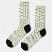 Christsternenmuster Grüne Stechpalme Rote Beeren Socken (Linkes Detail)