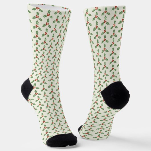 Christsternenmuster Grüne Stechpalme Rote Beeren Socken (Gewinkelt)
