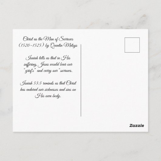 Christus als Mann der Trauern Postkarte (Rückseite)