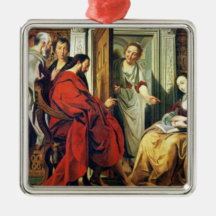 Christus am Haus von Martha und von Mary von Silbernes Ornament