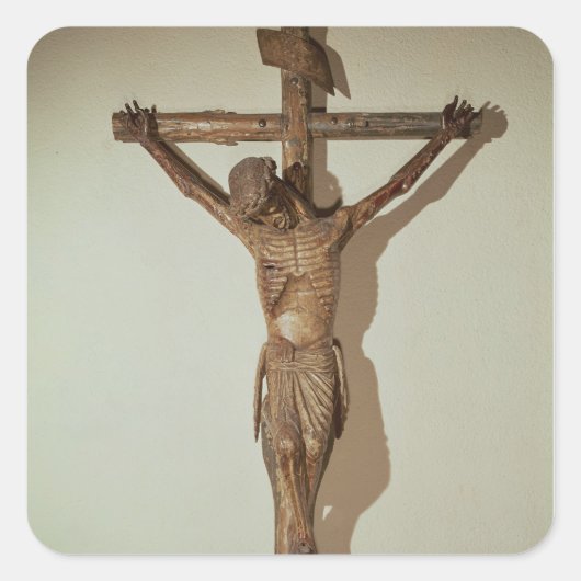 Christus am Kreuz, genannt "Le Devot Christ" Quadratischer Aufkleber (Vorderseite)