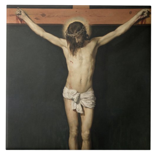 Christus am Kreuz (Glaube) (Velazquez) gekreuzigt Fliese (Vorderseite)
