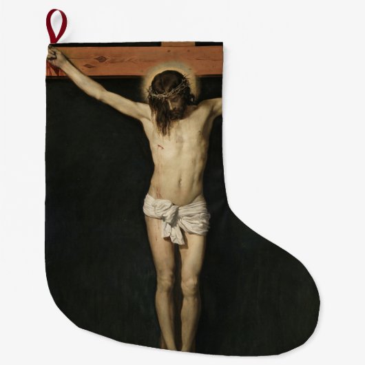 Christus am Kreuz (Glaube) (Velazquez) gekreuzigt Großer Weihnachtsstrumpf (Vorderseite)