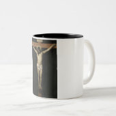 Christus am Kreuz (Glaube) (Velazquez) gekreuzigt Zweifarbige Tasse (VorderseiteRechts)