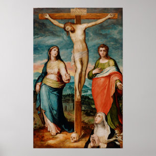 Christus am Kreuz mit Heiligen Poster