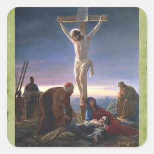 Christus am Kreuz Quadratischer Aufkleber