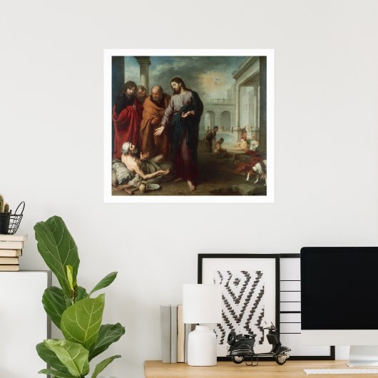 Christus am Pool von Bethesda, 1667-70 (Öl auf ca. Poster (Heimbüro)