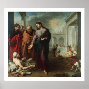 Christus am Teich Bethesda, 1667-70 (Öl auf Leinwa Poster