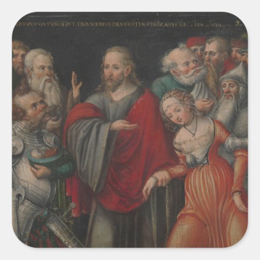 Christus and the Eheteress Quadratischer Aufkleber (Vorderseite)