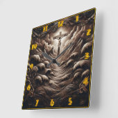 Christus auf dem Kreuz inmitten von Wellen und Ber Quadratische Wanduhr (Winkel)