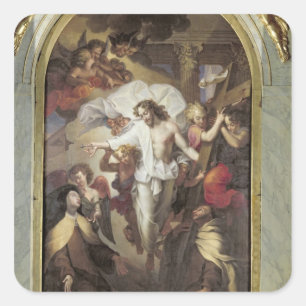 Christus auferstanden quadratischer aufkleber