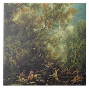 Christus beachtete durch die Engel, c.1725-30 (Öl Fliese