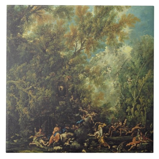 Christus beachtete durch die Engel, c.1725-30 (Öl Fliese (Vorderseite)