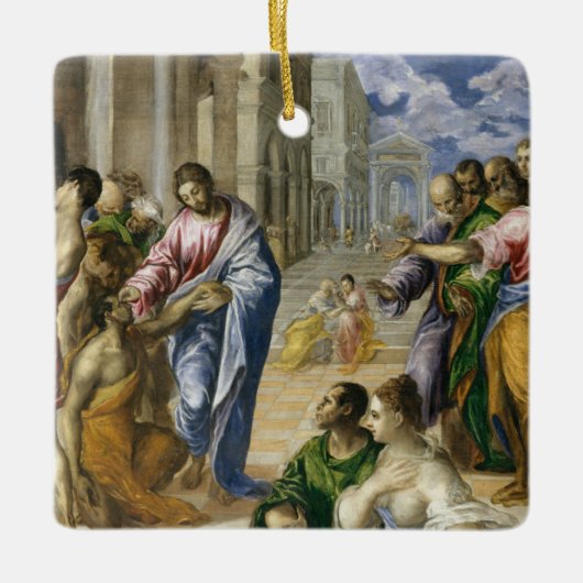 Christus, der das blinde heilt keramikornament (Vorderseite)