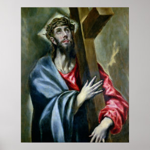 Christus, der das Kreuz, 1600-10 (Öl, umklammert Poster