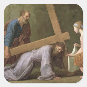 Christus, der das Kreuz, c.1651 trägt Quadratischer Aufkleber