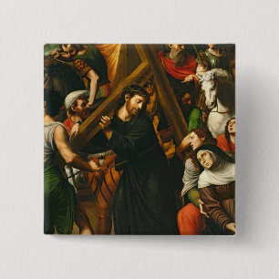 Christus, der das Kreuz trägt Button