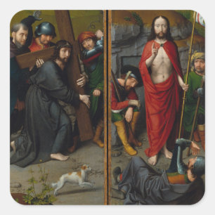 Christus, der das Kreuz trägt Quadratischer Aufkleber