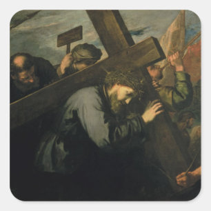Christus, der das Kreuz trug, 1635 Quadratischer Aufkleber