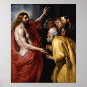 Christus, der dem Heiligen Peter die Schlüssel des Poster