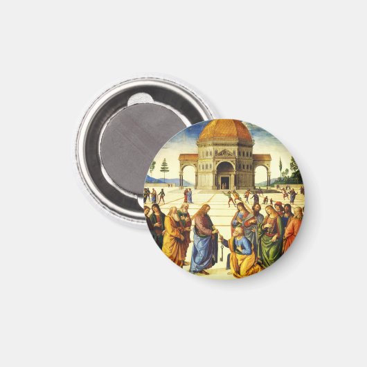 Christus, der dem Heiligen Peter die Schlüssel gib Magnet (Vorderseite/Rückseite)