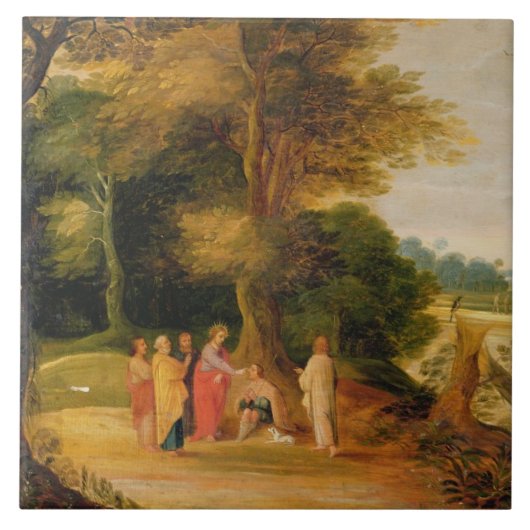 Christus, der den blinden Mann heilt Fliese (Vorderseite)